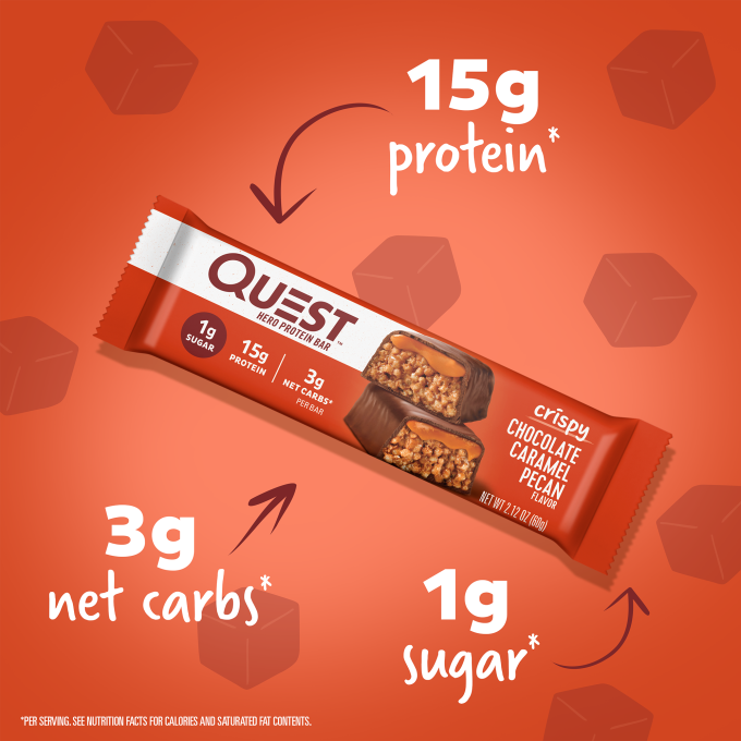 Chocolate Caramel Pecan Crispy Hero Protein Bars