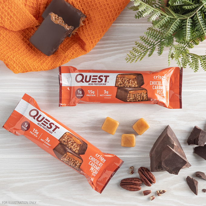 Chocolate Caramel Pecan Crispy Hero Protein Bars