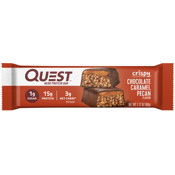Chocolate Caramel Pecan Crispy Hero Protein Bars